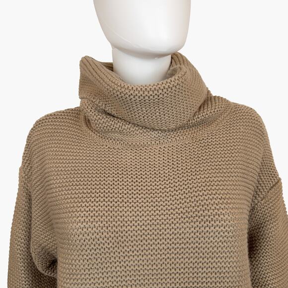 IN LOOM Oversized Chunky Knit Turtleneck Sweater (Taupe/Tan | Size S) - Picture 5 of 7